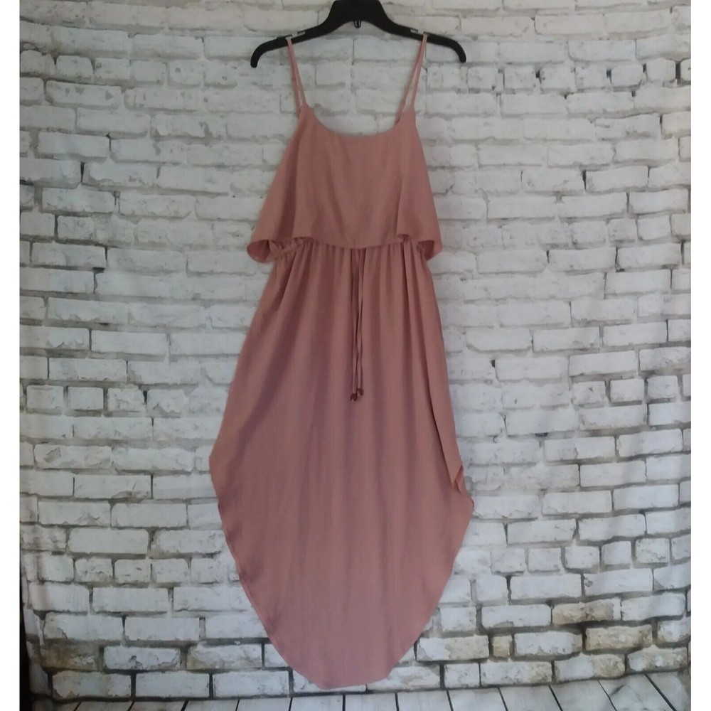 NERLEROLIAN Dress Women's Large Pink Adjustable Strappy Split Midi Dress